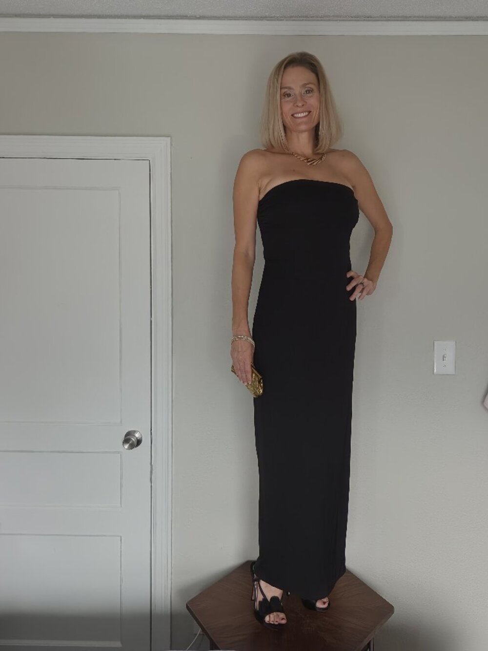 Trina Turk Size 6 Black Strapless Maxi Evening Dress